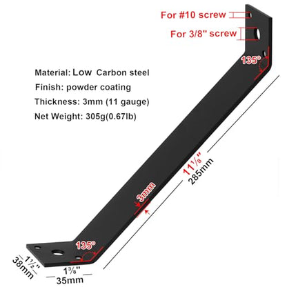 4 Pcs 11-1/8" x 1-1/2" Inside Mount 45-Degree Angle Bracket for Post Pergola Wooden Furniture - size: 11-1/8" x 1-1/2"