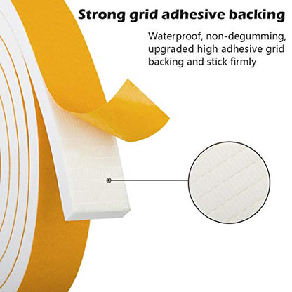 Adhesive Foam Tape 59 Feet, Soundproofing Neoprene Rubber Tape Door Insulation Weather Weatherproof Stripping, 1/2" Wide X 1/8" Thick, 19.7 Ft X 3 Rolls - color: White, size: 1/2 In x 1/8 In x 59Ft