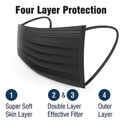WECARE Disposable Face Mask Individually Wrapped - 50 Colored and Print Face Masks - color: Black