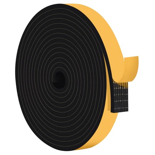 Weather Stripping Door Seal Strip 1 in x 1/4 in x 16.5Ft Black, Closed Cell Foam Insulation Tape with Adhesive, Use for Doors,Windows, Noise Reduction, Energy Saving - color: Black, size: 1 in x 1/4 in x 16.5 Ft