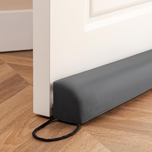 Sunolga Water Resistant Door Draft Stopper Blocks Hot and Cold Air with Removable Washable Cover for Bottom of Door, All-Season Seal for Wind, Door Sweep for Gaps Up to 3", Home Essentials, 72", Gray - color: Gray, size: 72 Inches