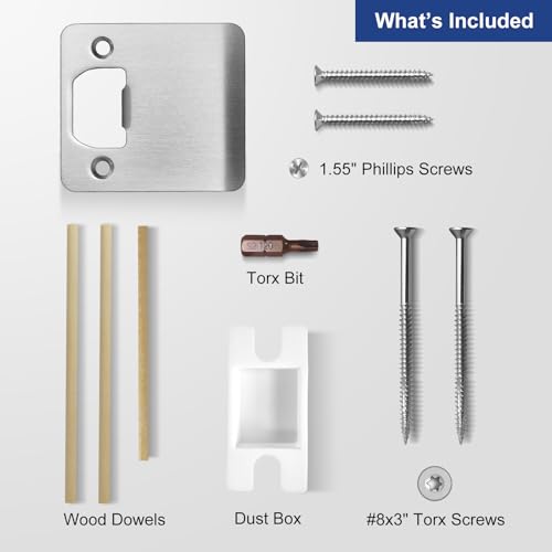 Extended Lip Strike Plate 2-1/2" x 2-1/4", Heavy Duty Version, Oversized Extra Wide Lip Door Latch Striker with Reinforced Torx/Star Screws & Bit(Satin Nickel, 1 Pack) - size: 2-1/2" Width (1 Pack)