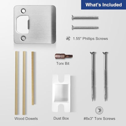 Extended Lip Strike Plate 2-1/2" x 2-1/4", Heavy Duty Version, Oversized Extra Wide Lip Door Latch Striker with Reinforced Torx/Star Screws & Bit(Satin Nickel, 1 Pack) - size: 2-1/2" Width (1 Pack)