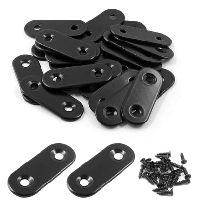 Jiozermi 24 Pcs Straight Brace, Flat Brace 1.6” x 0.6”, Stainless Steel Straight Bracket, Mending Joining Plates for Wood, Board, Bed Frame, Furniture & Shelves, Matte Black - size: Black, 1.6” x 0.6”, 24 Pcs