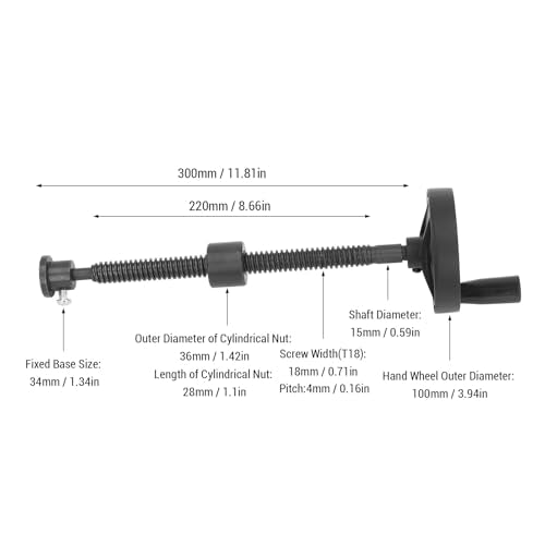 Fockety Workbench Vise Screw, T18 Self Locking Good Bearing Bench Screw with 100mm Handwheel, Heavy Duty DIY Vise Tool, Woodworking Machinery Press Clamp for Woodworking Projects (Black) - size: 300mm