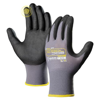 COOLJOB 6/12/36 Pairs Safety Work Gloves Microfoam Nitrile Rubber Coated, Seamless Knit Nylon with Full Fingers Touchscreen, Grip Nitrile Dipped, Ideal for Warehouse, Home Improvement, Grey Small - size: Small, style: 6 Pairs