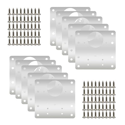 10 Pcs Cabinet Hinge Repair Plate for Shelves Cabinets Wood and Furniture,8 Hole Model Stainless Steel Cabinet Repair Board with Screws