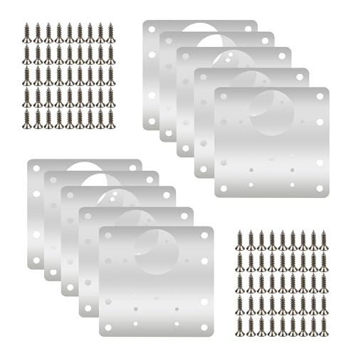 10 Pcs Cabinet Hinge Repair Plate for Shelves Cabinets Wood and Furniture,8 Hole Model Stainless Steel Cabinet Repair Board with Screws