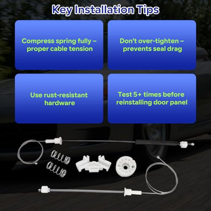 Window Regulator Repair Kit for 2000-2009 Honda S2000 Passenger Side, Fix Dropped Window Cable, Replace OEM 72210-S2A-G02, Easy Install Solution