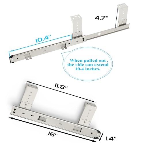 FRMSAET Heavy Duty 12/14/16/18 inches Thickness Steel Construction Ball Bearing Keyboard Slides Keyboard Drawer Slides Tray Accessories Cabinet Furniture Hardware Rails (16 inches, Silver) - color: Silver, size: 16 Inch