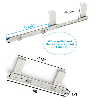 FRMSAET Heavy Duty 12/14/16/18 inches Thickness Steel Construction Ball Bearing Keyboard Slides Keyboard Drawer Slides Tray Accessories Cabinet Furniture Hardware Rails (16 inches, Silver) - color: Silver, size: 16 Inch