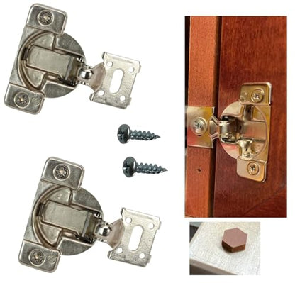 E.H.C. Face-Frame Cabinet Hinge Repair Kit for Grass TEC 861, 7/16" Overlay, 108° Dowel, Nickel Finish, 2 Hinges with Hardware