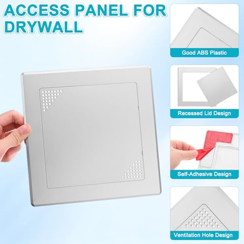 M METERXITY 1-Pack Access Panel for Drywall, 6x6 Inch Plastic Self Adhesive Wall Hole Cover Access Doors for Wiring Cable/Ceiling, Removable Plumbing Wall Panel [Silver Tone, Vented Square] - color: Silver Tone