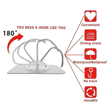 Latoxcaa Heavy Duty Adhesive Wall Hooks - Strong & Transparent, Hold up to 22lb, Waterproof & Reusable, Ideal for Kitchen, Bathroom, and Office (10 Pack) - size: 10 Medium Hooks