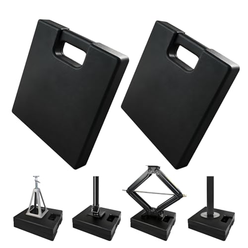 ROBLOCK 2-Pack Rubber RV Jack Pads with Handle Stop Sinking & Slipping, Weather-Resistant RV Stabilizer Jack Pads for Camper Trailer on Uneven Ground Gravel Asphalt Dirt Grass 13.7" x 11.8" x 1.8" - size: Rubber 13.7"*11.8"