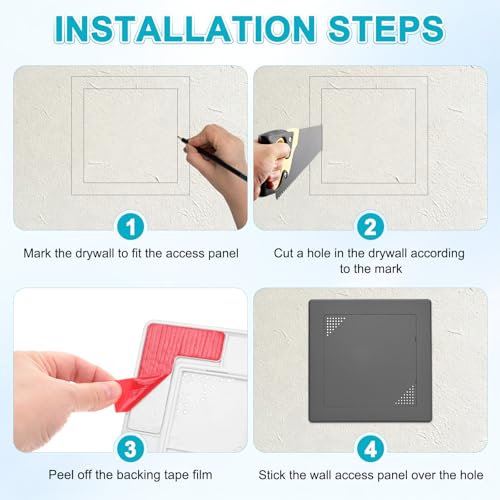 M METERXITY 1-Pack Access Panel for Drywall, 6x6 Inch Plastic Self Adhesive Wall Hole Cover Access Doors for Wiring Cable/Ceiling, Removable Plumbing Wall Panel [Black, Vented Square] - color: Black
