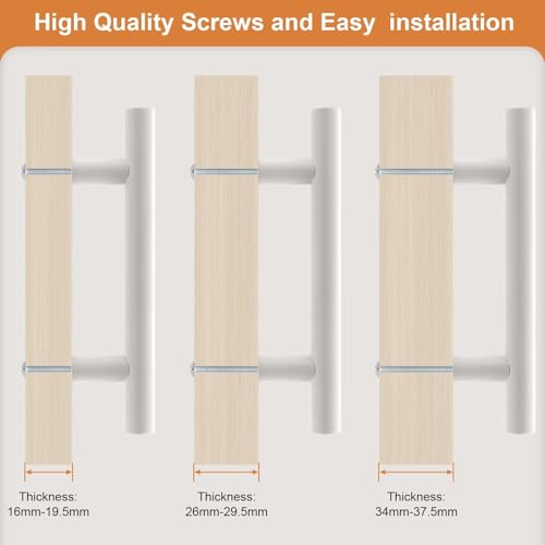 Probrico 5 Pack Hole Centers (76mm) 3inch White Kitchen Cabinet Handles Stainless Steel White Cabinet Pulls Euro Style Pull Handle for Cabinets and Drawers Total Length 5inch - color: White, size: Hole Centers: 3"