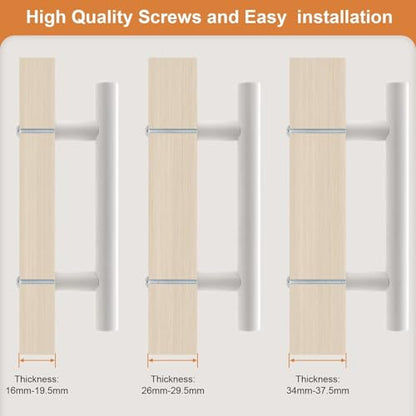 Probrico 5 Pack Hole Centers (76mm) 3inch White Kitchen Cabinet Handles Stainless Steel White Cabinet Pulls Euro Style Pull Handle for Cabinets and Drawers Total Length 5inch - color: White, size: Hole Centers: 3"