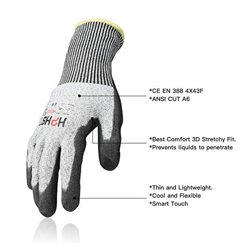 Cut Resistant Gloves Level A6 Cut Proof Work Gloves Smart Touch - color: 1 Pair, size: X-Large (Pack of 1)