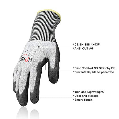 Cut Resistant Gloves Level A6 Cut Proof Work Gloves Smart Touch - color: 1 Pair, size: Medium (Pack of 1)