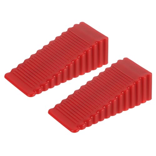 uxcell 2 Pcs Door Stoppers for Bottom of Door, 28mm/1.10 Inch Door Stops, Rubber Door Stopper Wedge Anti Slip, Window Stopper Door Stackable, Red - color: Red, size: 1.1-inches