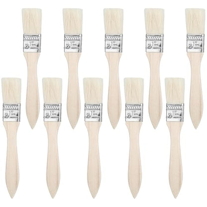 10PCS Paint Brush, 1 Inch Paint Brushes with Natural Bristle, Wooden Paint-Brush Set for Stain, Varnish, Glue, Composite Wall and Home DIY, Small Paintbrushes for Walls and Furniture