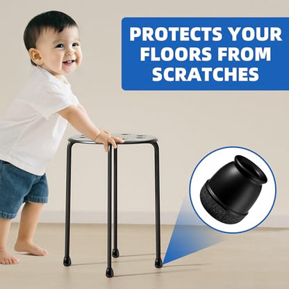 20 Pcs Black Extra Small Skinny Chair Leg Floor Protectors for Hardwood Floors, Upgraded Rubber Chair Leg Caps with Felt, Round Furniture Leg Feet Covers, No Scratches Reduce Noise (Fit 0.4"-0.5") - size: XXSmall (Fit 0.4"-0.5")