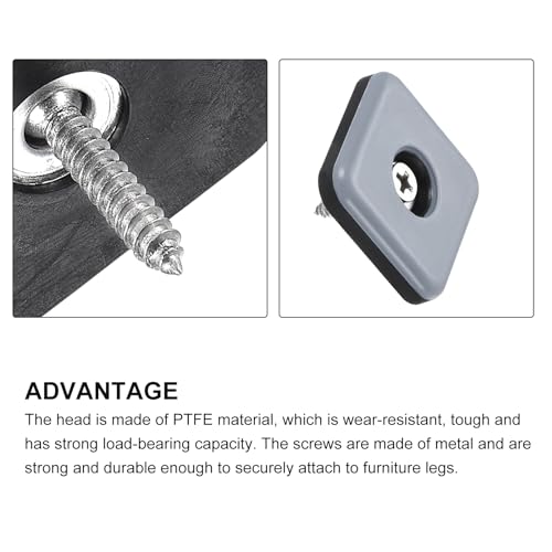 METALLIXITY Screw on Furniture Sliders (30mm/1.18in) 12Pcs, PTFE Square Chair Glides Slider with Screws - for Chairs Sofa Furniture, Black+Blue - size: 30mm/1.18in