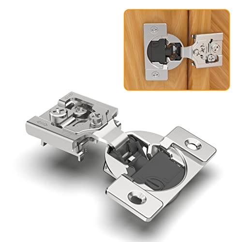 Chibery 20 Pack 1/2" Overlay 4D Soft Close Concealed Hinges for Face Frame Door, Adjustable Closing Speed, Smooth Slow Self Close Hinges, Satin Nickel, 105° Open Angle Stainless Steel Cabinet Hinges - color: 20 Pack, size: 1/2 inch Overlay
