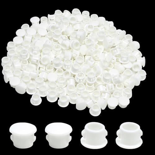 EASYEAH 1/4"(6mm) Plastic Hole Plugs, Flush Type Panel Snap in Locking Door Screw Shelf Hole Plug, Round Drilling Hole Cover Cabinet Furniture Cupboard Shelves Pipe Insert End Caps, 60PCS White - size: 1/4"/6mm