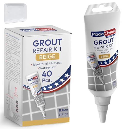 Tile Grout Repair, Beige 8.8 oz/250gr. Fast Drying Grout Repair Kit, Grout Filler Tube Repair Kit, Tile Grout Paint, Grout Sealer Restore and Renew Bathroom Floor, Tile Gaps, Joints, Lines - color: Beige, size: 40 Pack