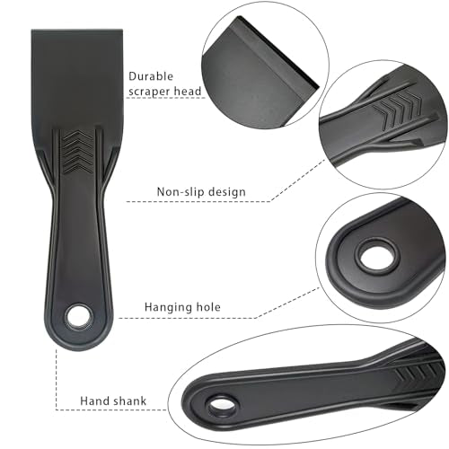 6 Pack Plastic Putty Knife Set, 2" Flexible Paint Scraper Tools for Spackling, Drywall Repair, Patching, Plastering, Caulking, Wallpaper Removal, Non-Scratch Spackle Knife & Putty Scraper