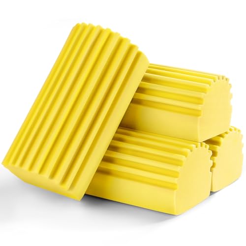 Jeymei 4-Pack Damp Clean Duster Sponge Brush for Cleaning Blinds, Glass, Baseboards, Vents, Railings, Mirrors, Window Track Grooves and Faucets (Yellow) - color: Yellow, size: 4