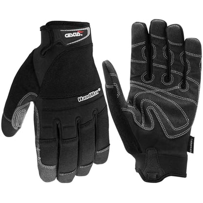 Cestus 6061, Black Work Gloves, Coarse Grit Palm (1,3,10,50 Pairs) - size: Medium