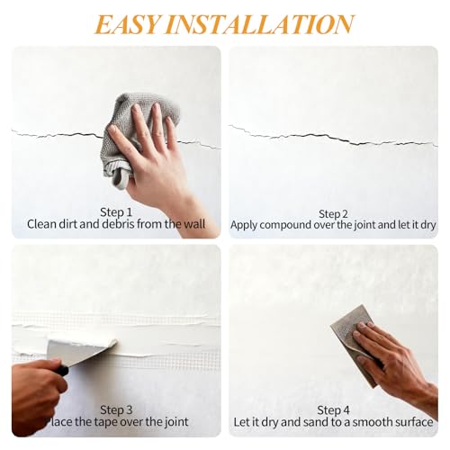 Drywall Joint Tape, 4 Inch x 100 Ft Self Adhesive Drywall Tape, Wall Patch Repair Roll, Fiberglass Mesh Tape for Drywall Repair, Wall Cracks and Ceiling Gaps - style: 4 Inch x 100 Ft