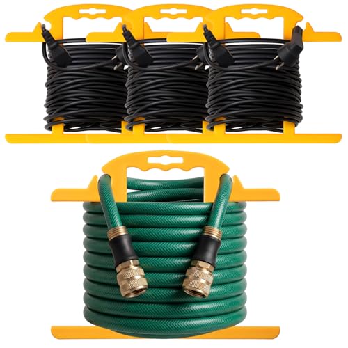 Ripeng 3 Pcs Heavy Duty Extension Cord and Hose Reel with Carrying Handle, Durable ABS H-shape Design Fits 100ft Cord Cable or Water Hose, 50ft Soaker Tube Management (Yellow) - color: Yellow