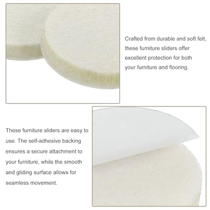 uxcell Furniture Pads, 36Pcs 1.25" - Round Self Adhesive Felt Furniture Pads, Floor Protectors for Furniture Feet Chairs Legs Hardwood Floors (Beige) - size: 1.25"
