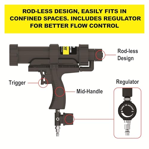 Albion Engineering AC10 Mid-Handle Air-Powered Aluminum Cartridge Caulking Gun, 120 PSI Air Drive, 10 oz Cartridge - style: Cartridge Dispensing