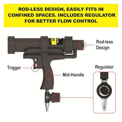 Albion Engineering AC10 Mid-Handle Air-Powered Aluminum Cartridge Caulking Gun, 120 PSI Air Drive, 10 oz Cartridge - style: Cartridge Dispensing
