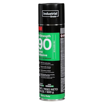 3M Hi-Strength 90 Spray Adhesive, Permanent, Bonds Laminate, Wood, Concrete, Metal, Plastic, Clear Glue, Net Wt 17.6 oz, Will Spray Upside Down Only - size: 24 fl oz (Net Wt 17.6 oz), style: Hi-Strength 90 - Inverted (Sprays Upside Down Only)