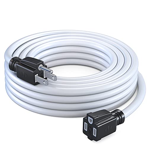 Maximm 25 Ft White Extension Cord, Heavy Duty 3-Prong Outdoor Power Cable, ETL Listed for Contractors - color: White, size: 25 Feet