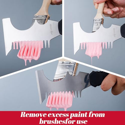 Mister Rui Paint Brush 4 Piece Set, 2" Short & Long Handle, 2.5" Angled Brushes with Paint Comb, Commercial Grade Trim, Cabinet, Roller Brushes - size: 4PCS, 2" Short, 2", 2.5", Paint Comb