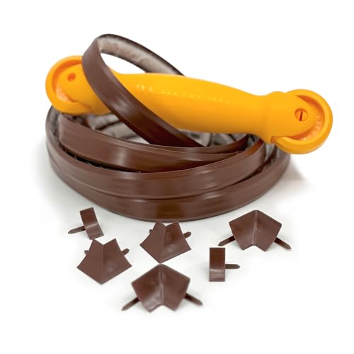 InstaTrim Flexible Self-Adhesive Trim Bundle with Applicator - Trim Caulking Kit with 10 ft Brown 1/2 in Wide Caulk Strip, 6 Corner and End Caps, and Applicator Tool - color: Dark Brown, size: 1/2 x 10 Project Kit