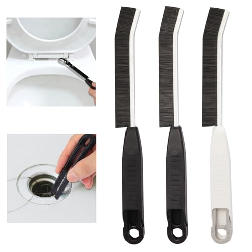 Crevice Cleaning Brush,Hard Bristle Cleaning Supplies,Grout Scrub Brushes with Clip for Clean Tile Floor,Gap, Bathtub, Sink, Window,Household Cleaning Tools,Home Essentials(3PCS DarkBlack White) - color: Darkblack White
