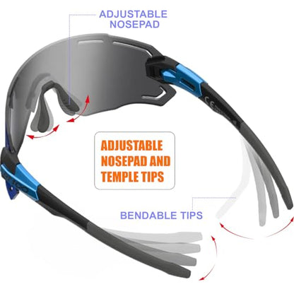 RIDE YOUR WAY Professional wrap around Frameless Cycling Sunglasses for Men and Women - color: Black Blue-blue Ml