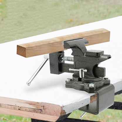 Bench Vise, 4.5"/6" Heavy Duty Cast Iron Workbench Vise with Anvil, 2-in-1 270-Degree Swivel Multipurpose Vise, Table Clamp for Woodworking Drilling, Pipe Cutting, Welding and DIY (4.5in) - size: 4.5in