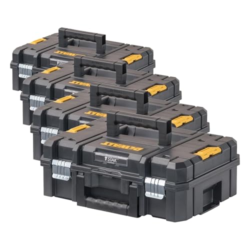 DEWALT TSTAK II Tool Box, Flat Top Tool Storage Case, Organizer Box Holds Up To 66 lbs, Flexible Platforms for Stacking, 13 Inch (DWST17807) (Pack of 4) - size: 1 Count (Pack of 4)
