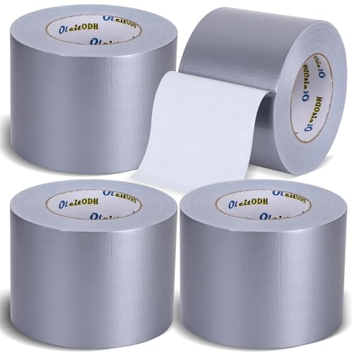 4 Inch Silver Duct Tape - 4 Pack Heavy Duty Duct Tape, Totals 220 Yards, 8.3 mil Thickness, Strong, Flexible, No Residue, All-Weather and Tear by Hand - for Repairs, Industrial, Professional Use - color: Gray, size: 4inch x 220 yards