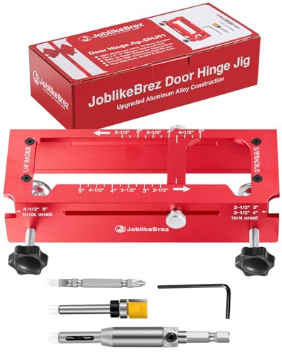 Door Hinge Jig, Aluminum Alloy Doors Hinges Router Jigs, Adjustable Door Jamb Hinge Jig, Fits Door Hinges from 2.5" to 5" Length and Thicknesses, Radius 1/4”, Radius 5/8” and Square Corner