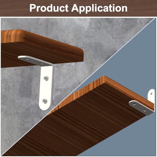 16 Pcs White 2.5 Inch L Bracket Stainless Steel Corner Braces, Heavy Duty 90 Degree Joint Right Angle Brackets for Wood Shelves, Cabinet, Frame, with Screws - size: L/2.5inch*2.5inch 16Pack